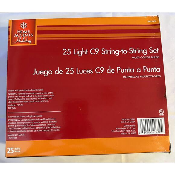 Home Accents Holiday Christmas Lights 25 Count C9 Strand Set 25ft Set of 3 - Picture 4 of 4